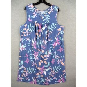 Only‎ Necessities Womens Dress Large Blue Floral Cotton Blend Mumu Boho Cottage